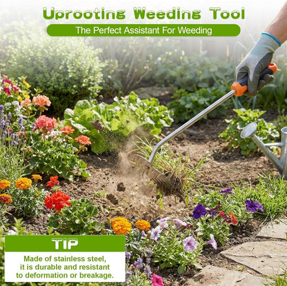 Garden Tools,Weeder Tool,Portable Weeding Tool,Garden weed pulling tool,Adopt Anti Slip Handle,Conforms to Ergonomic Curves,Weed puller tool Suitable for Farm Planting,Gardening(Black Orange Handle)