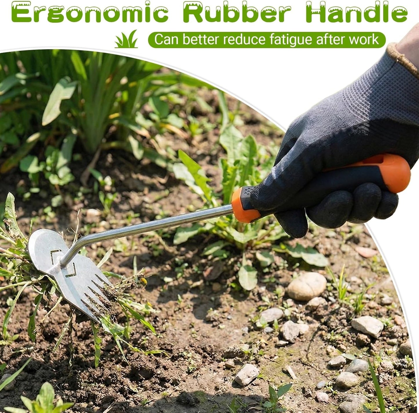 Garden Tools,Weeder Tool,Portable Weeding Tool,Garden weed pulling tool,Adopt Anti Slip Handle,Conforms to Ergonomic Curves,Weed puller tool Suitable for Farm Planting,Gardening(Black Orange Handle)