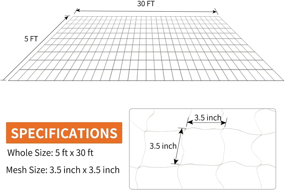 Heavy-Duty Polyester Garden Trellis Netting, 5Ft x15Ft (1 Pack)