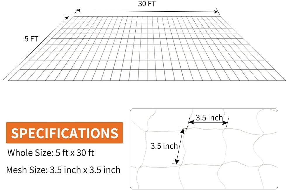 Heavy-Duty Polyester Garden Trellis Netting, 5Ft x15Ft (1 Pack)