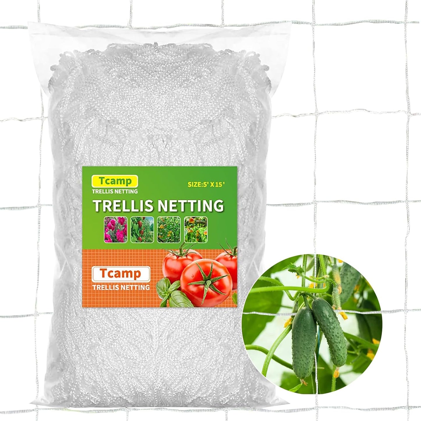 Heavy-Duty Polyester Garden Trellis Netting, 5Ft x15Ft (1 Pack)