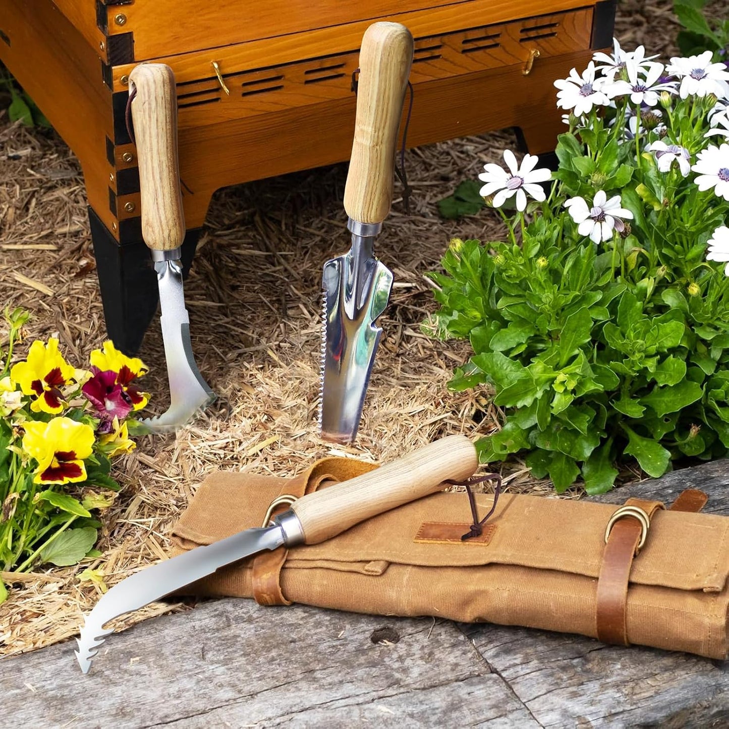 Weed Puller Tools Set, 3 Pack Hand Crack Weeder, Stainless Heat Treated Steel Weed Root Remover with Ergonomic Handle, Multi-Purpose Weeding Tools for Lawn Garden Patio & Yard