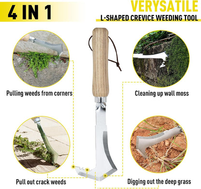 Weed Puller Tools Set, 3 Pack Hand Crack Weeder, Stainless Heat Treated Steel Weed Root Remover with Ergonomic Handle, Multi-Purpose Weeding Tools for Lawn Garden Patio & Yard