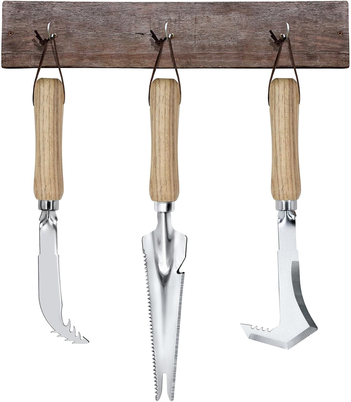 Weed Puller Tools Set, 3 Pack Hand Crack Weeder, Stainless Heat Treated Steel Weed Root Remover with Ergonomic Handle, Multi-Purpose Weeding Tools for Lawn Garden Patio & Yard