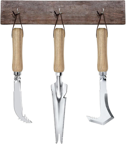 Weed Puller Tools Set, 3 Pack Hand Crack Weeder, Stainless Heat Treated Steel Weed Root Remover with Ergonomic Handle, Multi-Purpose Weeding Tools for Lawn Garden Patio & Yard