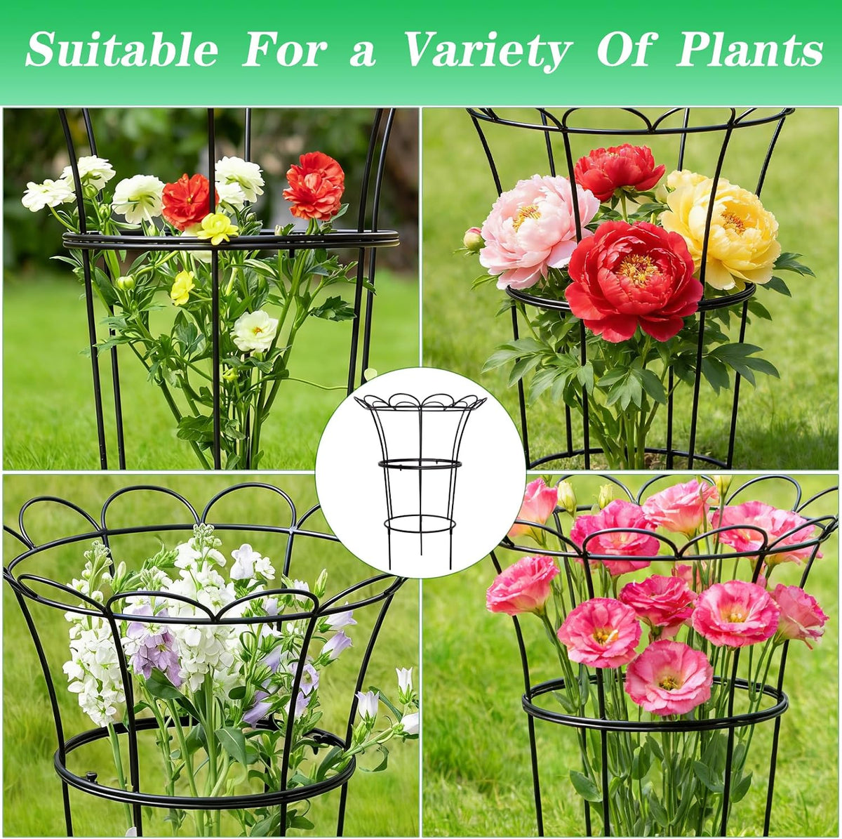 Peony Supports for Outdoor Plants,18.5 x 22.9in Dahlia Stakes
