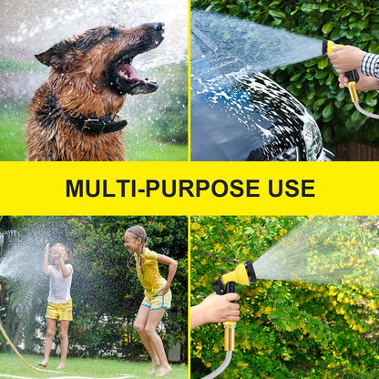 Metal Garden Hose 50FT - Stainless Steel Heavy Duty Water Hose with Metal Nozzle & 8 Function Sprayer, Portable & Lightweight Kink Free Yard Hose, Outdoor Hose