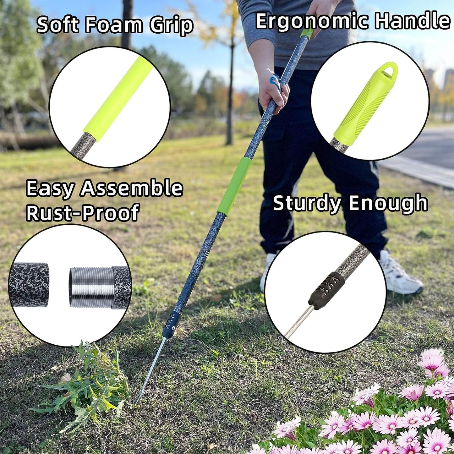 Weed Puller Tool,48" Long Handle Weeder Puller Tool with Soft Grip