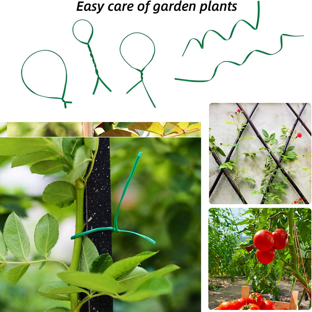 Plant Twist Ties - 8'' Plant Ties for Climbing Plants, Pack of 100, Green