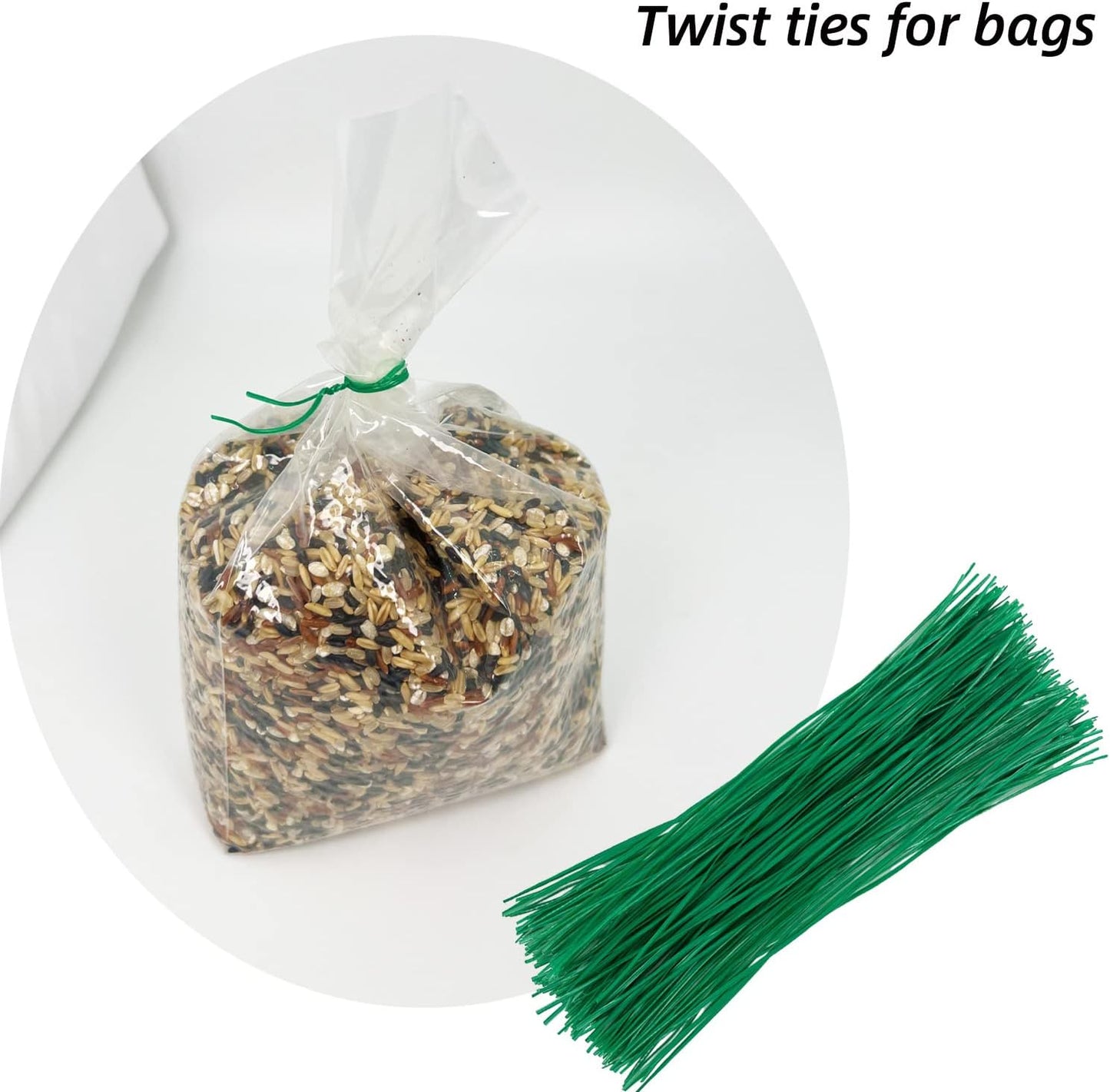 Plant Twist Ties - 8'' Plant Ties for Climbing Plants, Pack of 100, Green