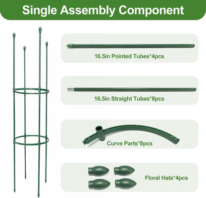 Tomato Cages for Garden&Pots, 4 Pack 50" Plant Support Trellis for Tomatoes, Cucumbers, Beans | Heavy-Duty Steel with Rust-Proof Coating | Garden Stakes for Outdoor Indoor Plants