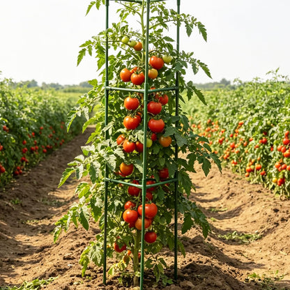 Tomato Cages for Garden&Pots, 4 Pack 50" Plant Support Trellis for Tomatoes, Cucumbers, Beans | Heavy-Duty Steel with Rust-Proof Coating | Garden Stakes for Outdoor Indoor Plants