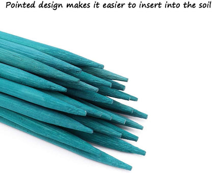Plant Stakes 25Pcs,15IN Green Bamboo Sticks With25 Green Ties,Orchid Sticks