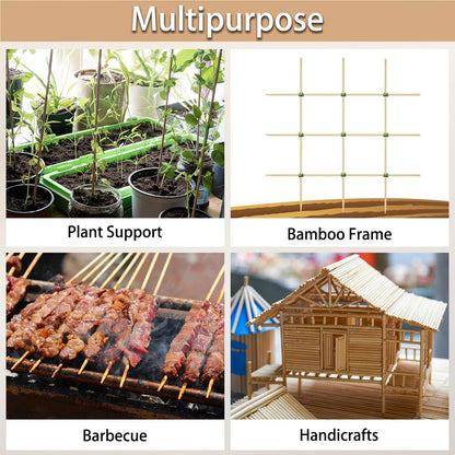 Plant Stakes 25Pcs,15IN Green Bamboo Sticks With25 Green Ties,Orchid Sticks