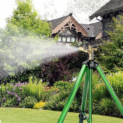 Impact Sprinkler on Tripod Base, Heavy Duty Adjustable Zinc Sprinkler Head for Lawn Yard Garden, 360 Degree Large Area Irrigation, 3/4" Connector Extension Legs Flip Locks, 2 Pack