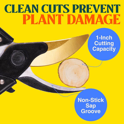 ForgedPRO 8.75" Heavy Duty Professional Titanium Bypass Pruning Shears - Use As Pruners, Garden Shears, Handheld Pruning Shears For Gardening, Clippers, Garden Scissors, Pruner Tool