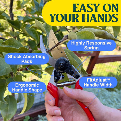 ForgedPRO 8.75" Heavy Duty Professional Titanium Bypass Pruning Shears - Use As Pruners, Garden Shears, Handheld Pruning Shears For Gardening, Clippers, Garden Scissors, Pruner Tool