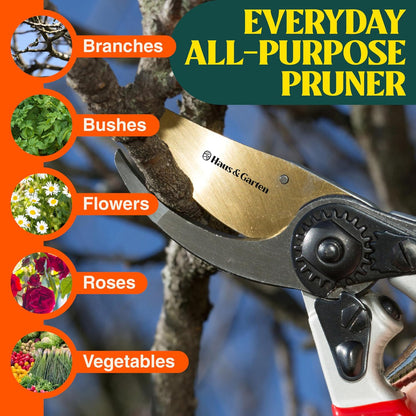 ForgedPRO 8.75" Heavy Duty Professional Titanium Bypass Pruning Shears - Use As Pruners, Garden Shears, Handheld Pruning Shears For Gardening, Clippers, Garden Scissors, Pruner Tool