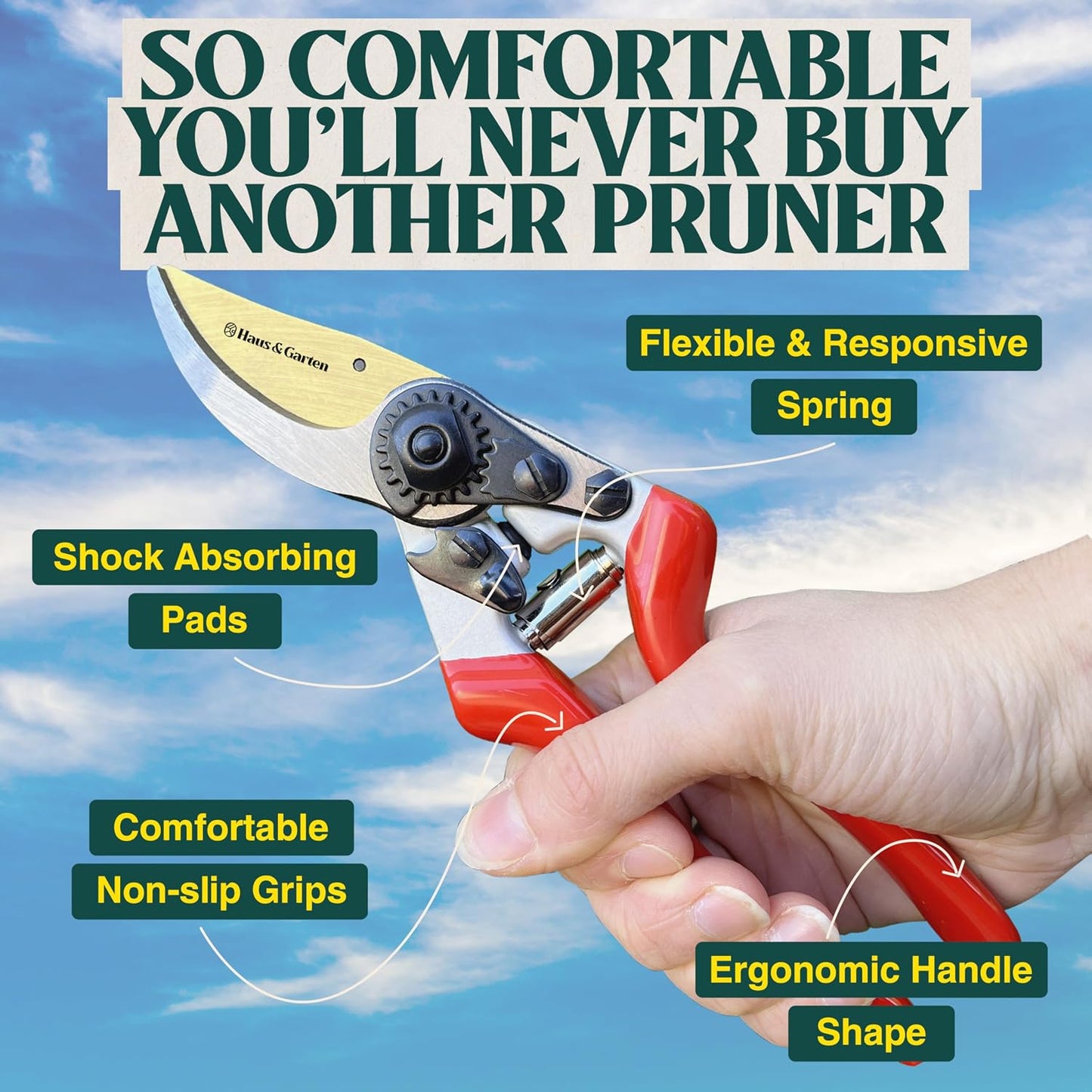 ForgedPRO 8.75" Heavy Duty Professional Titanium Bypass Pruning Shears - Use As Pruners, Garden Shears, Handheld Pruning Shears For Gardening, Clippers, Garden Scissors, Pruner Tool