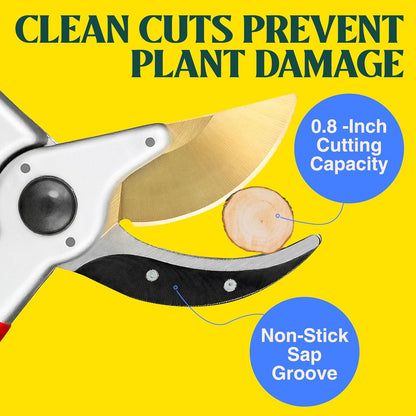 ForgedPRO 8.75" Heavy Duty Professional Titanium Bypass Pruning Shears - Use As Pruners, Garden Shears, Handheld Pruning Shears For Gardening, Clippers, Garden Scissors, Pruner Tool
