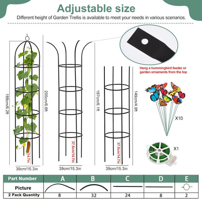 100% Metal 2pc Obelisk Garden Trellis 6.6 Feet Tall Sturdy Plant Support