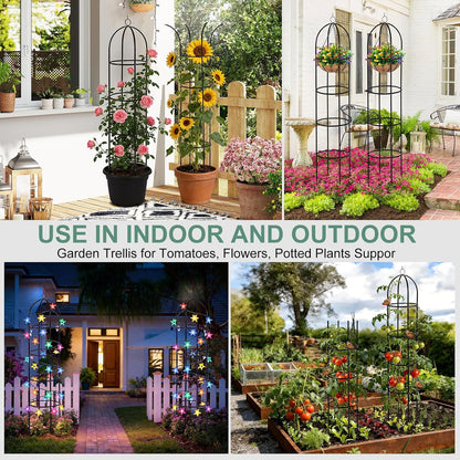 100% Metal 2pc Obelisk Garden Trellis 6.6 Feet Tall Sturdy Plant Support