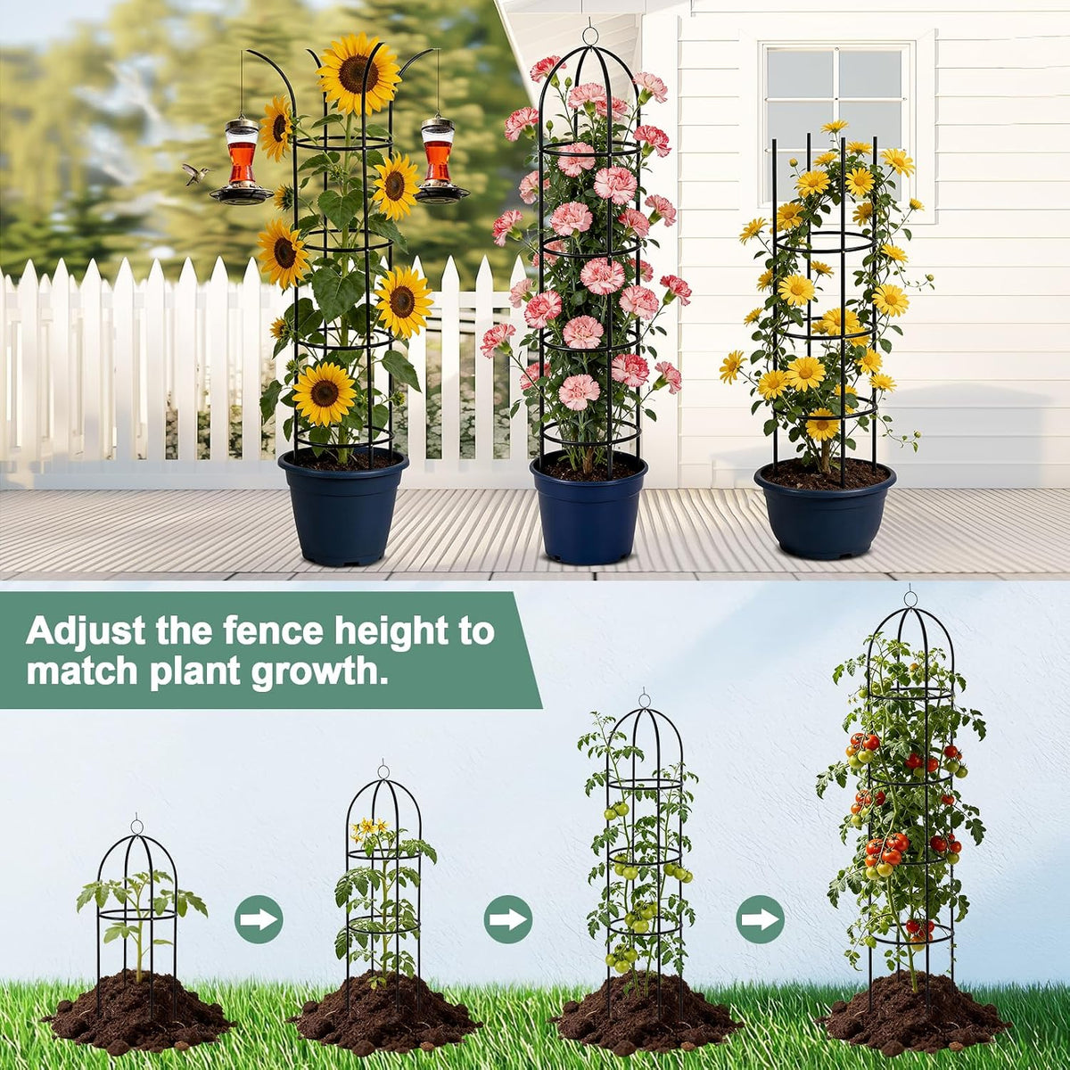 100% Metal 2pc Obelisk Garden Trellis 6.6 Feet Tall Sturdy Plant Support