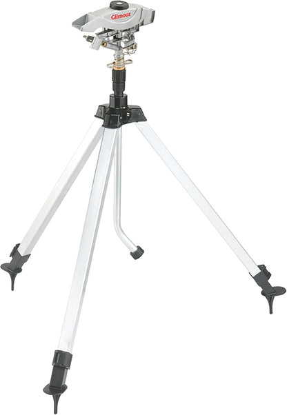 Pro Telescoping Extra Large Area Circular Water Sprinkler for Lawn, Tripod Sprinkler with 8,500 sq ft Coverage, White/Black