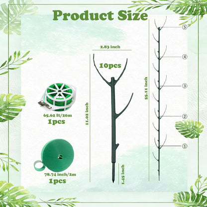 Stackable Monstera Moss Pole, 10 PCS Natural Coir Plant Support Stakes.