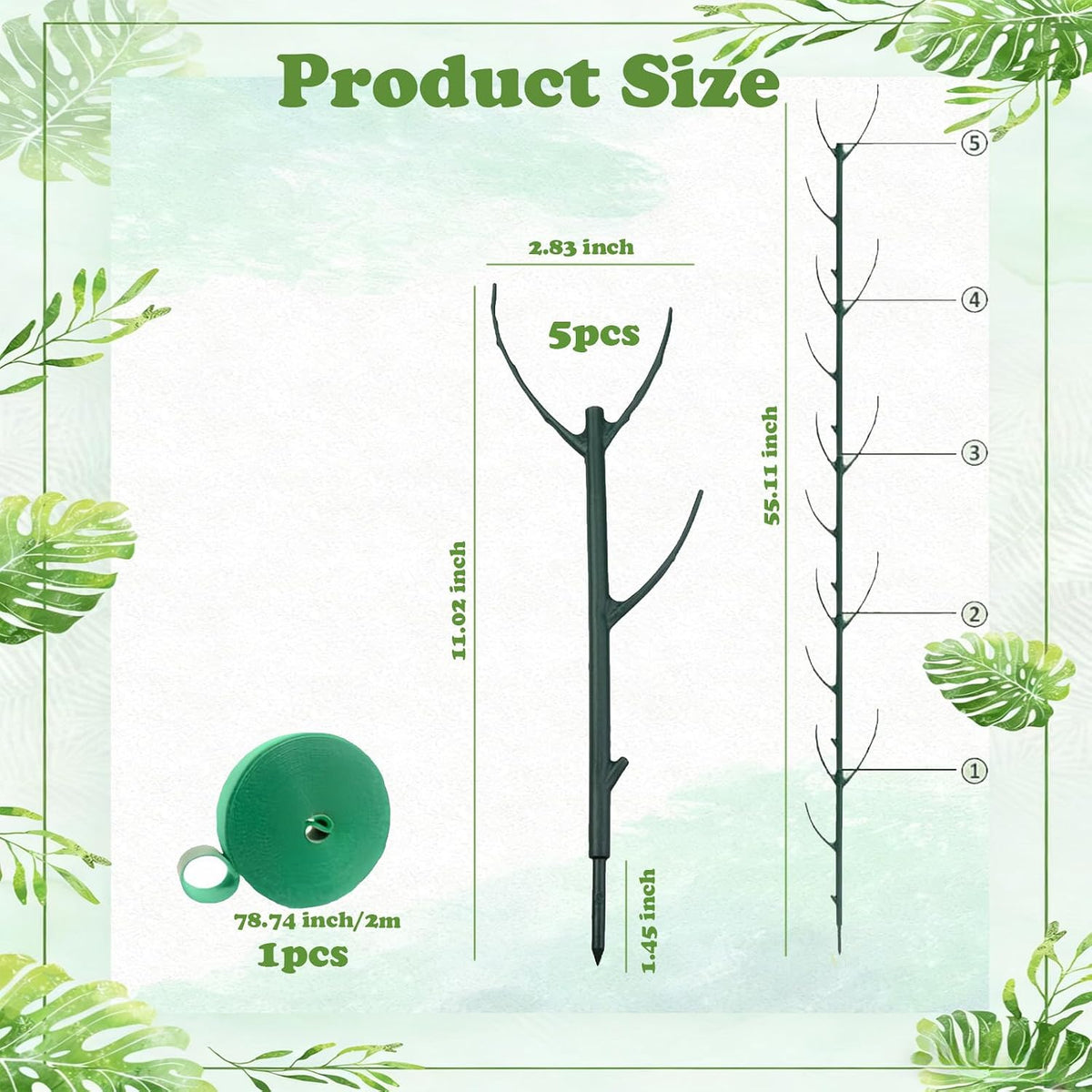 Stackable Monstera Moss Pole, 10 PCS Natural Coir Plant Support Stakes.