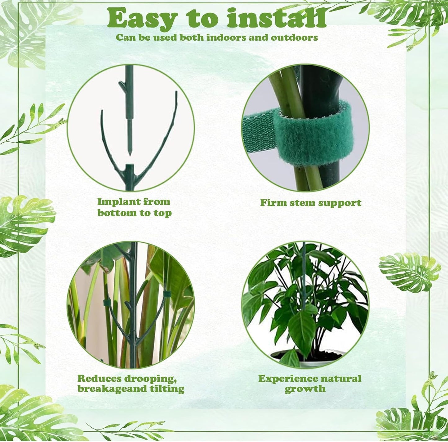 Stackable Monstera Moss Pole, 10 PCS Natural Coir Plant Support Stakes.