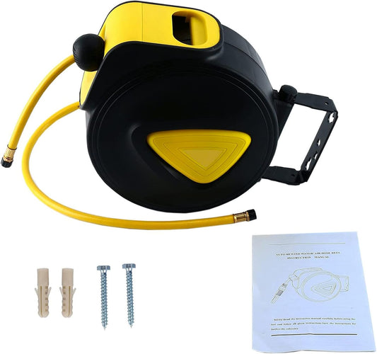 Retractable Auto Rewind Air Hose Reel Wall Mount Tool Air Compressor 33ft x5/16inches 180 degree rotation Air Hose Reel