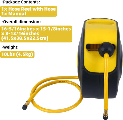 Retractable Auto Rewind Air Hose Reel Wall Mount Tool Air Compressor 33ft x5/16inches 180 degree rotation Air Hose Reel