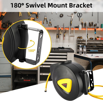 Retractable Auto Rewind Air Hose Reel Wall Mount Tool Air Compressor 33ft x5/16inches 180 degree rotation Air Hose Reel