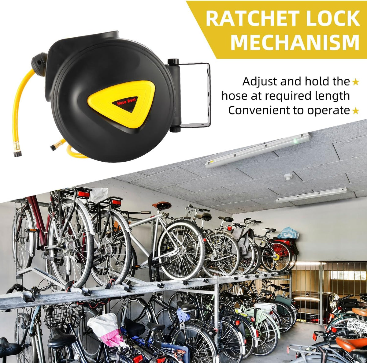 Retractable Auto Rewind Air Hose Reel Wall Mount Tool Air Compressor 33ft x5/16inches 180 degree rotation Air Hose Reel