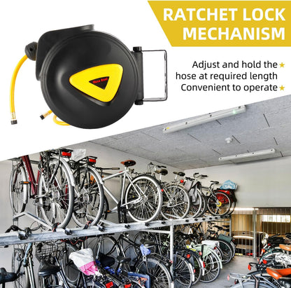 Retractable Auto Rewind Air Hose Reel Wall Mount Tool Air Compressor 33ft x5/16inches 180 degree rotation Air Hose Reel