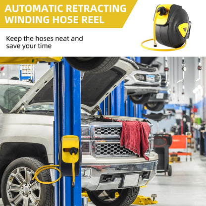 Retractable Auto Rewind Air Hose Reel Wall Mount Tool Air Compressor 33ft x5/16inches 180 degree rotation Air Hose Reel