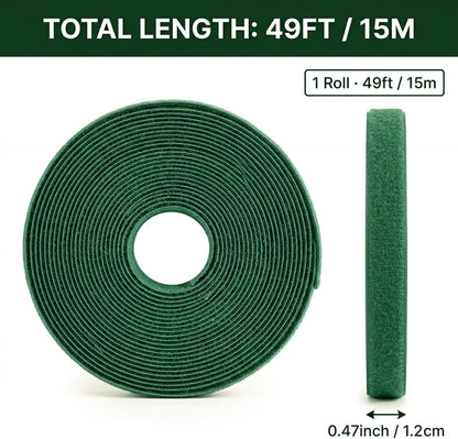 Plant Tape – Reusable Hook and Loop Plant Ties for Climbing Plants, Adjustable Garden Tape for Tomatoes, Vines & Indoor Plants | Nylon, 0.47 in Wide | 1 Roll, 49ft
