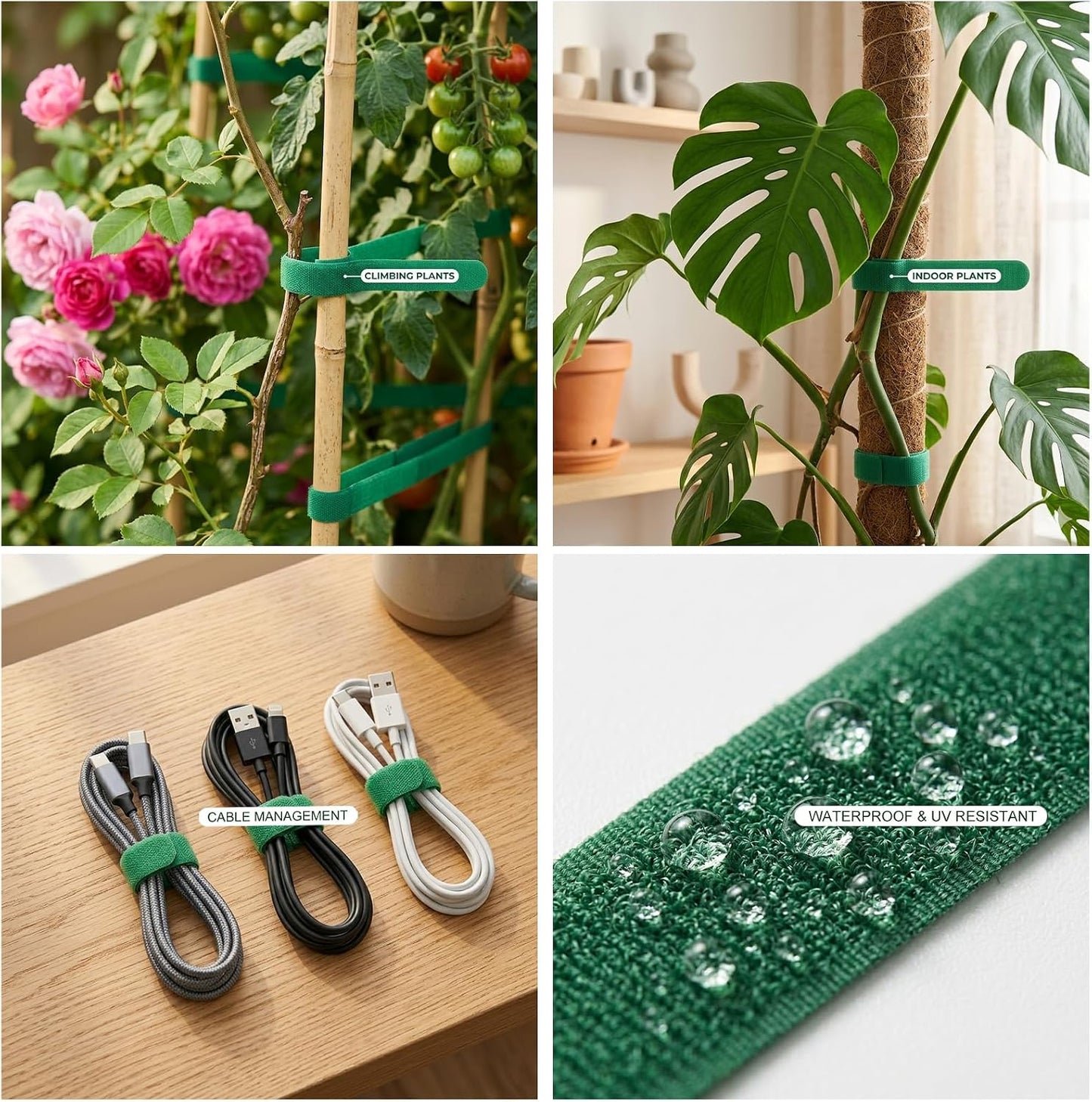 Plant Tape – Reusable Hook and Loop Plant Ties for Climbing Plants, Adjustable Garden Tape for Tomatoes, Vines & Indoor Plants | Nylon, 0.47 in Wide | 1 Roll, 49ft