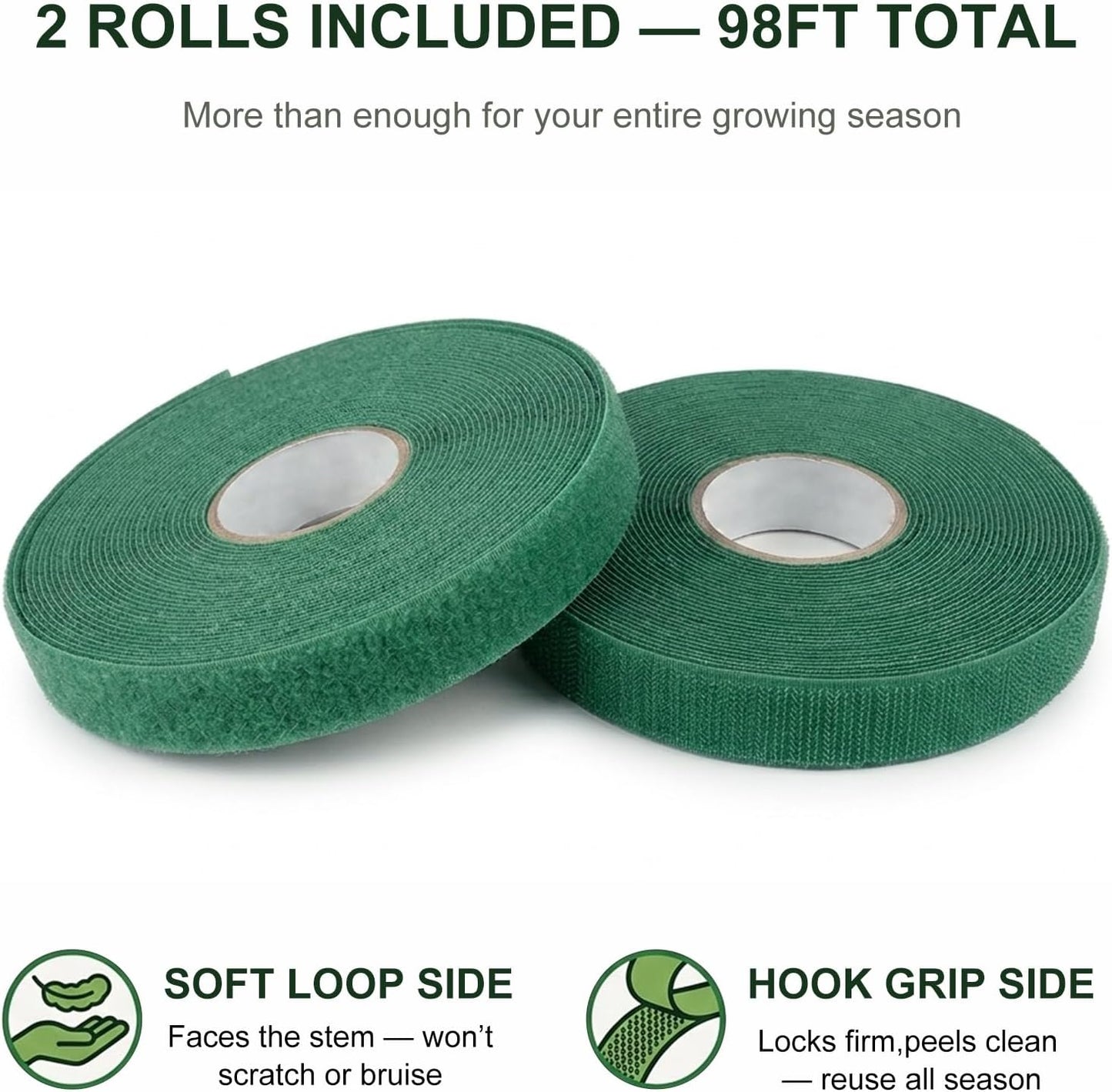 Plant Tape – Reusable Hook and Loop Plant Ties for Climbing Plants, Adjustable Garden Tape for Tomatoes, Vines & Indoor Plants | Nylon, 0.47 in Wide | 1 Roll, 49ft