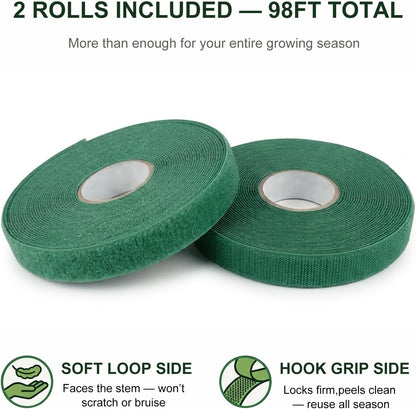 Plant Tape – Reusable Hook and Loop Plant Ties for Climbing Plants, Adjustable Garden Tape for Tomatoes, Vines & Indoor Plants | Nylon, 0.47 in Wide | 1 Roll, 49ft