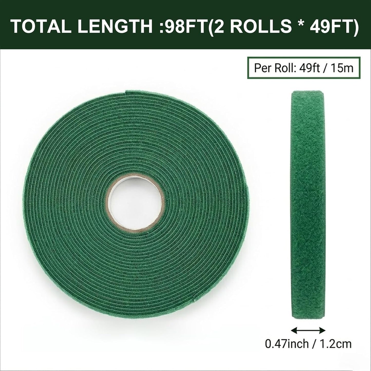 Plant Tape – Reusable Hook and Loop Plant Ties for Climbing Plants, Adjustable Garden Tape for Tomatoes, Vines & Indoor Plants | Nylon, 0.47 in Wide | 1 Roll, 49ft
