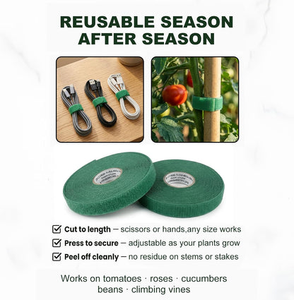 Plant Tape – Reusable Hook and Loop Plant Ties for Climbing Plants, Adjustable Garden Tape for Tomatoes, Vines & Indoor Plants | Nylon, 0.47 in Wide | 1 Roll, 49ft