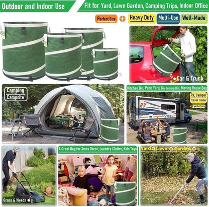 16-Gallon Collapsible Trash Can (16x19 in) Hard-Shell Bottom Yard Garden Bag,Pop-Up Trash Can,RV Camping Waste Bag,Recycling Bin,Laundry Hamper,Leaf Bags,Yard Waste Container,Lawn Grass,Weeds Basket