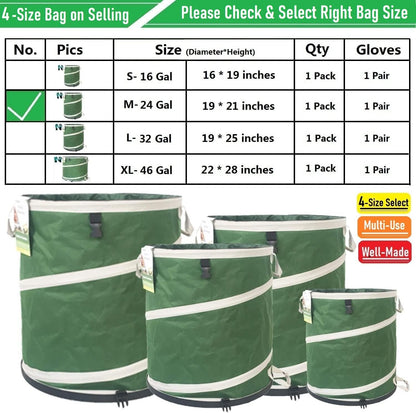 16-Gallon Collapsible Trash Can (16x19 in) Hard-Shell Bottom Yard Garden Bag,Pop-Up Trash Can,RV Camping Waste Bag,Recycling Bin,Laundry Hamper,Leaf Bags,Yard Waste Container,Lawn Grass,Weeds Basket