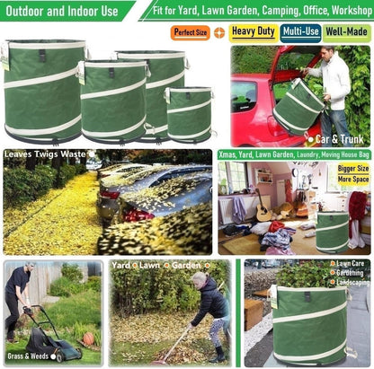 16-Gallon Collapsible Trash Can (16x19 in) Hard-Shell Bottom Yard Garden Bag,Pop-Up Trash Can,RV Camping Waste Bag,Recycling Bin,Laundry Hamper,Leaf Bags,Yard Waste Container,Lawn Grass,Weeds Basket