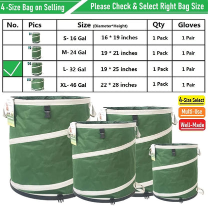 16-Gallon Collapsible Trash Can (16x19 in) Hard-Shell Bottom Yard Garden Bag,Pop-Up Trash Can,RV Camping Waste Bag,Recycling Bin,Laundry Hamper,Leaf Bags,Yard Waste Container,Lawn Grass,Weeds Basket
