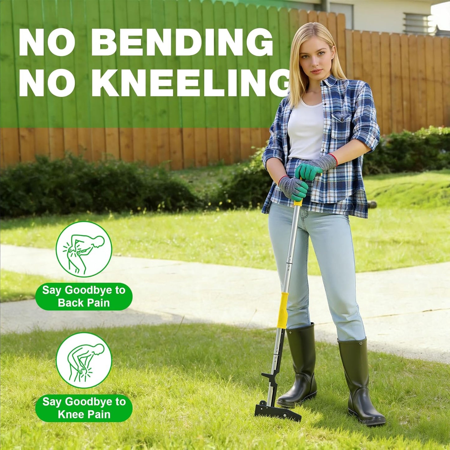 Stand Up Weed Puller Tool, 41" Heavy Duty Manual Garden Tools with Eject Mechanism Long Handle Weed Removal Tool with 4 Claw Steel Head for Yard Dandelion Crabgrass