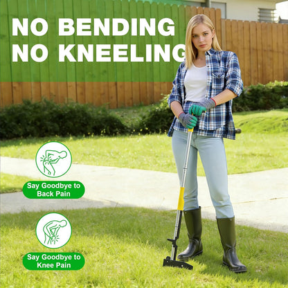 Stand Up Weed Puller Tool, 41" Heavy Duty Manual Garden Tools with Eject Mechanism Long Handle Weed Removal Tool with 4 Claw Steel Head for Yard Dandelion Crabgrass
