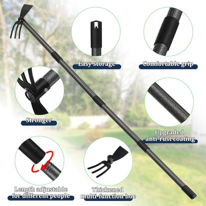 Adjustable Garden Hoe – Multi-Purpose Weeding & Digging Tool with Ergonomic Handle, Length (16"-60"), Rust-Proof Coated Steel, Heavy Duty for Farm, Yard, Gardening